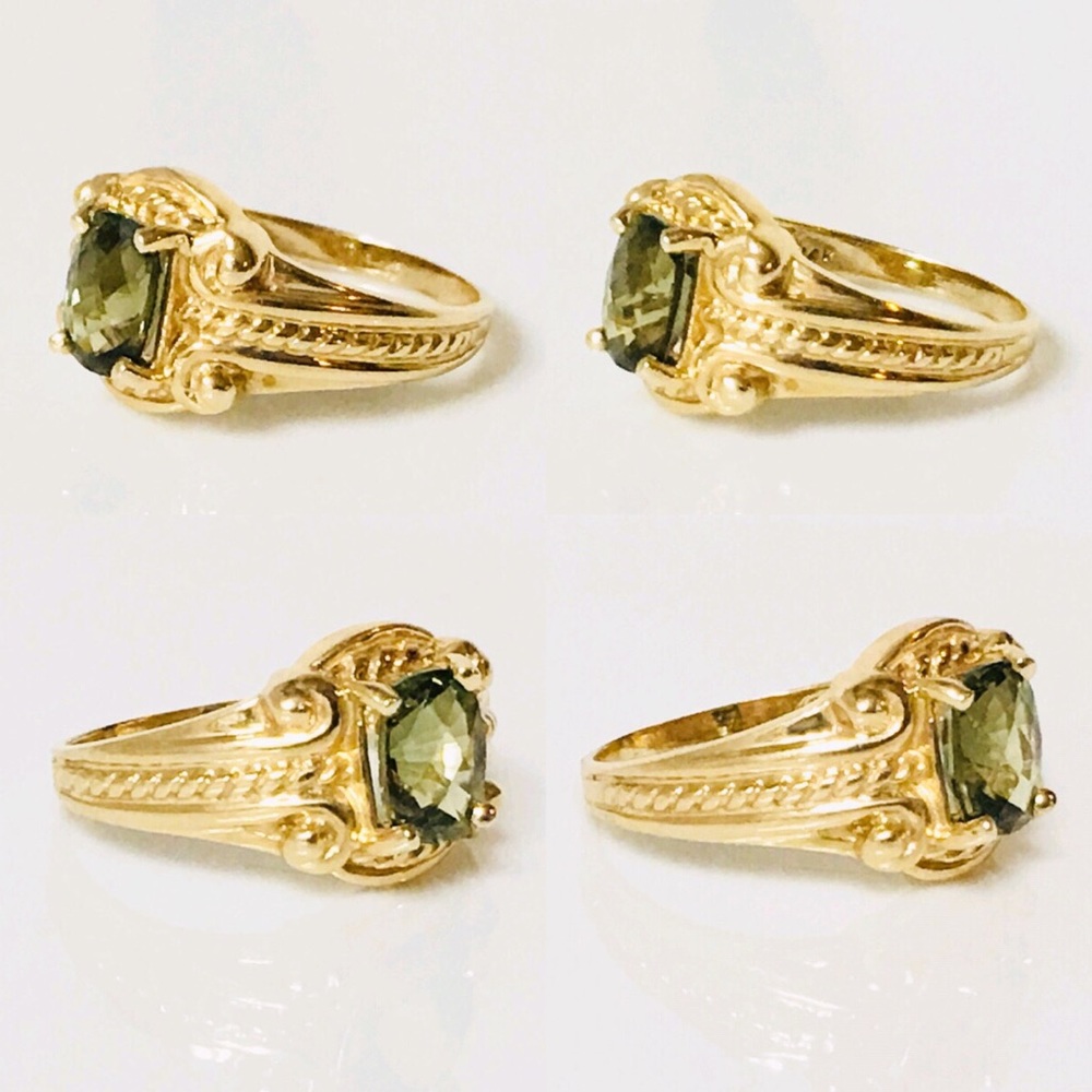 Large 14k Gold Green Tourmaline Ring - Picture 3 of 8